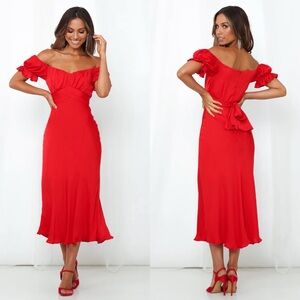 NWT Hello Molly Sky Child Maxi Dress Off Shoulder Womens Size M